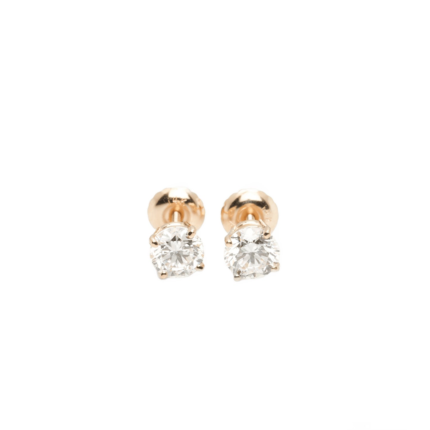 14k Yellow Gold Lab Diamond Round Brilliant Screw-Back Stud Earrings 1.00TCW VVS