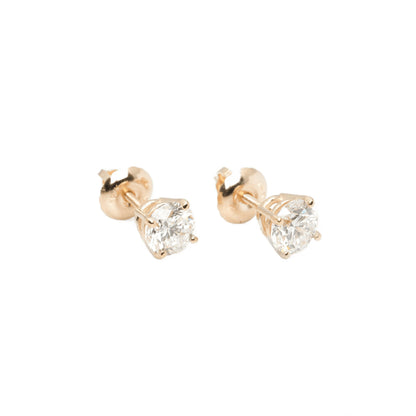 14k Yellow Gold Lab Diamond Round Brilliant Screw-Back Stud Earrings 1.00TCW VVS