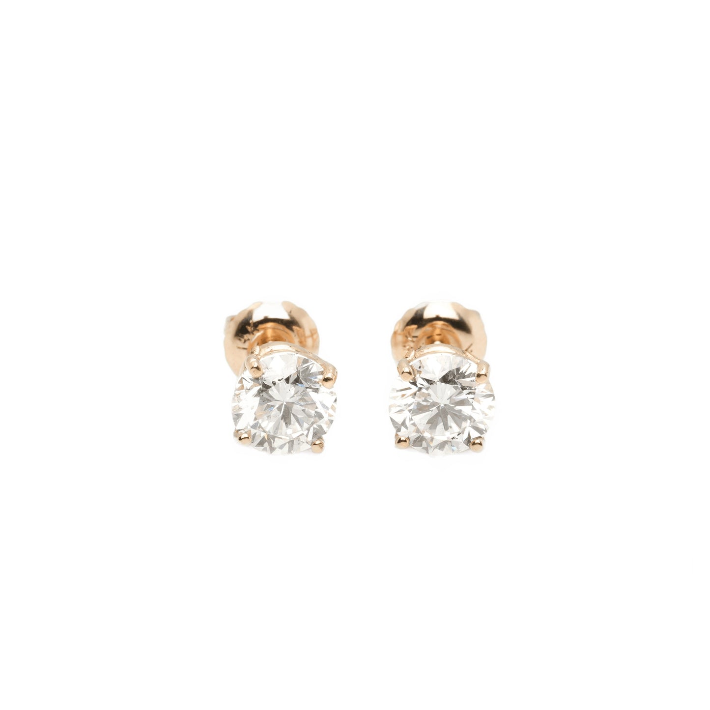 14k Yellow Gold Lab Diamond Round Brilliant Screw-Back Stud Earrings 1.50TCW VVS