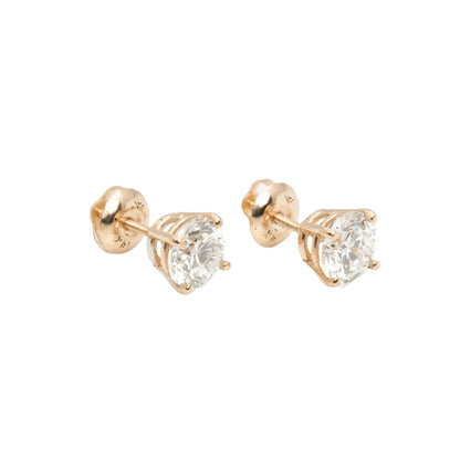 14k Yellow Gold Lab Diamond Round Brilliant Screw-Back Stud Earrings 1.50TCW VVS