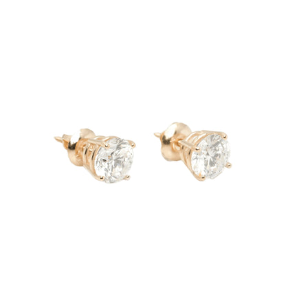 14k Yellow Gold Lab Diamond Round Brilliant Screw-Back Stud Earrings 2.00TCW VVS