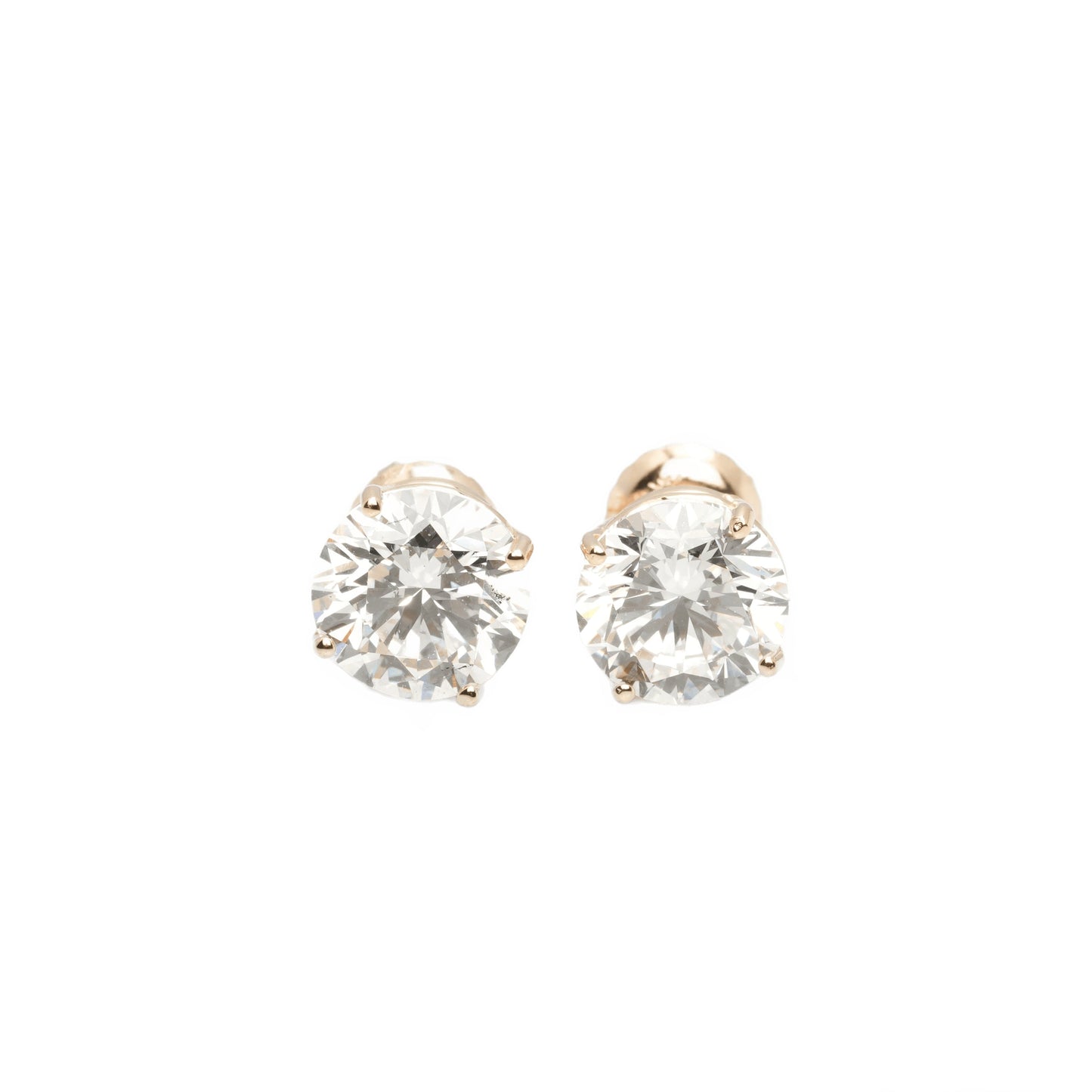 14k Yellow Gold Lab Diamond Round Brilliant Screw-Back Stud Earrings 4.00TCW VS1