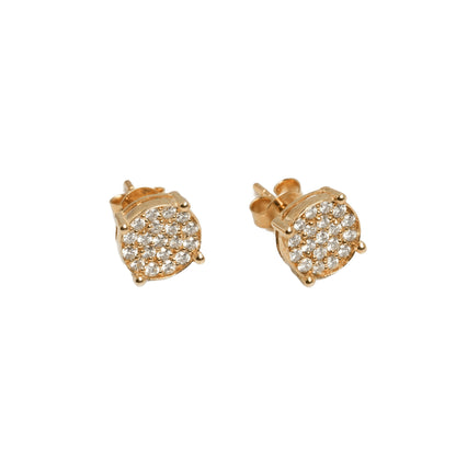 10k Yellow Gold Natural Diamond Circle Stud Earrings 0.60CT Round Brilliant