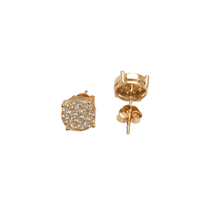 10k Yellow Gold Natural Diamond Circle Stud Earrings 0.60CT Round Brilliant