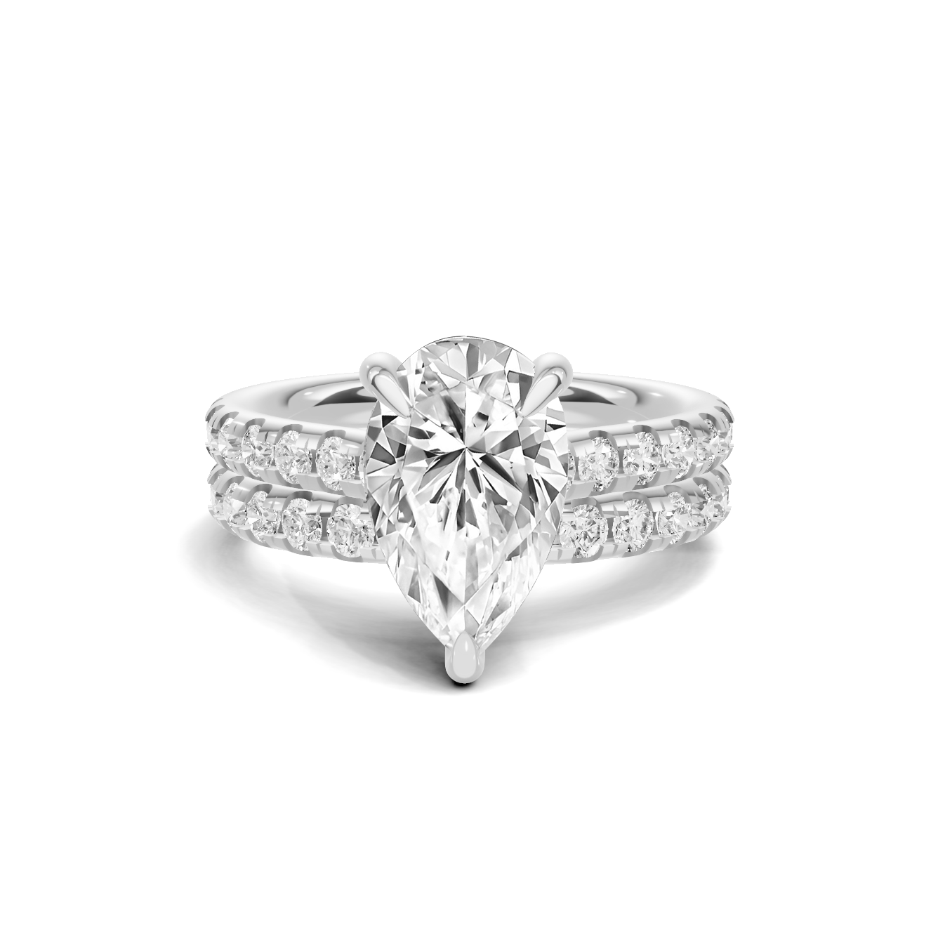 Teardrop Pave Bridal Ring