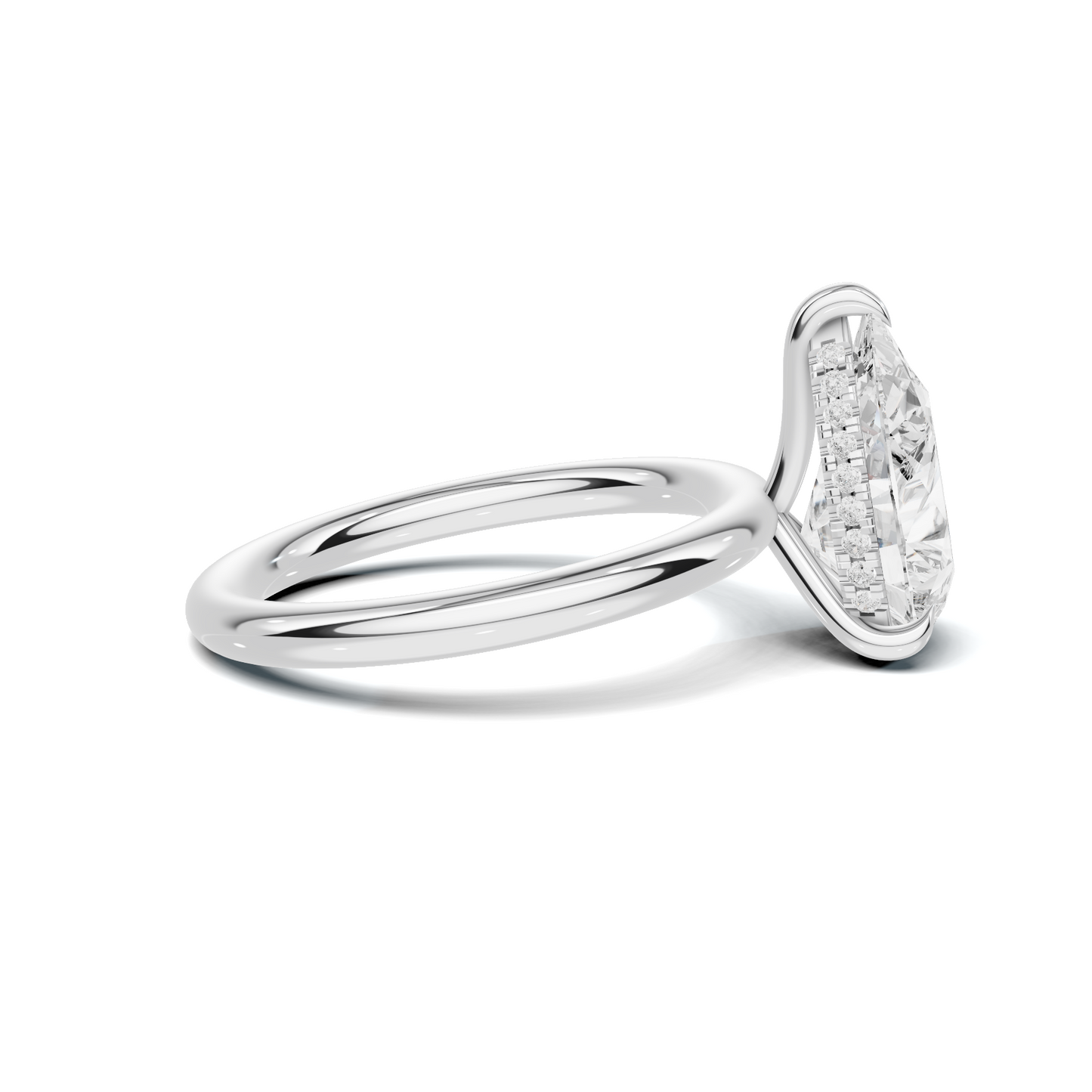 Teardrop Solitaire Halo Ring