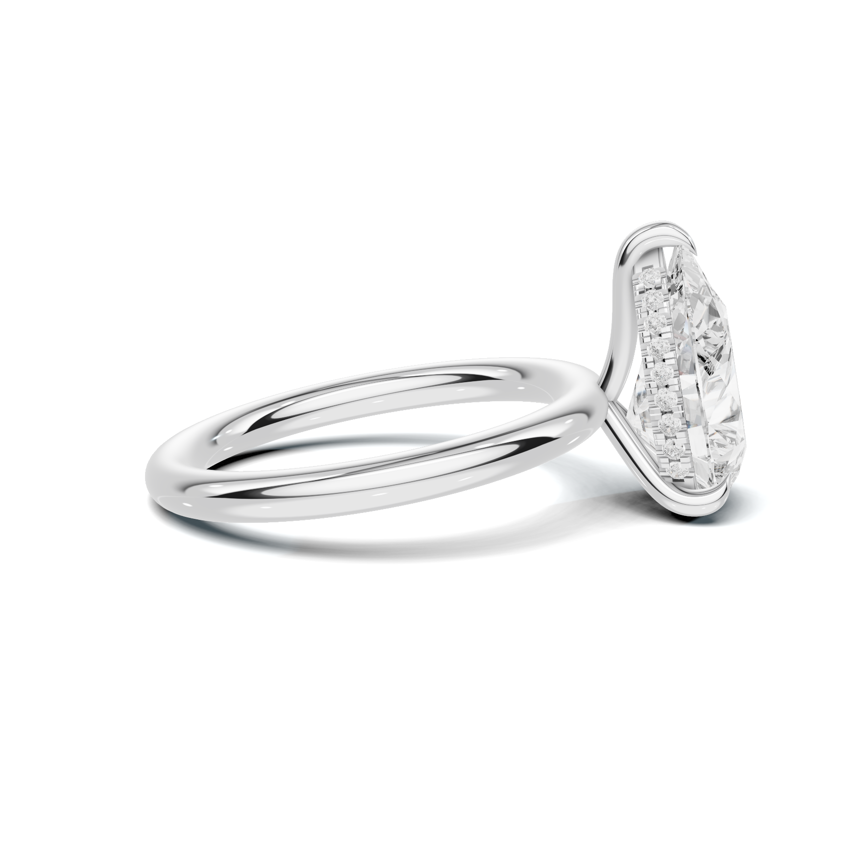Teardrop Solitaire Halo Ring