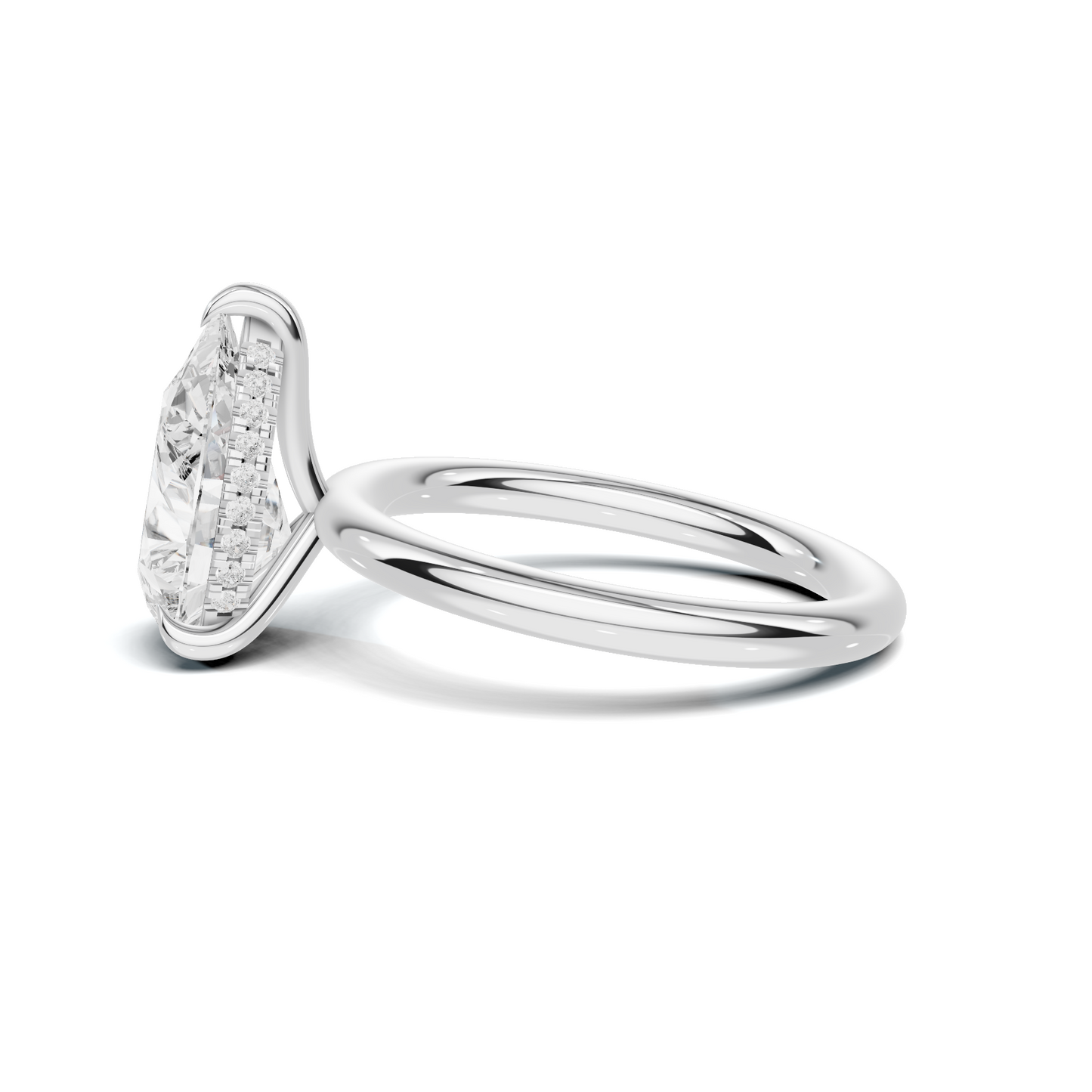 Teardrop Solitaire Halo Ring