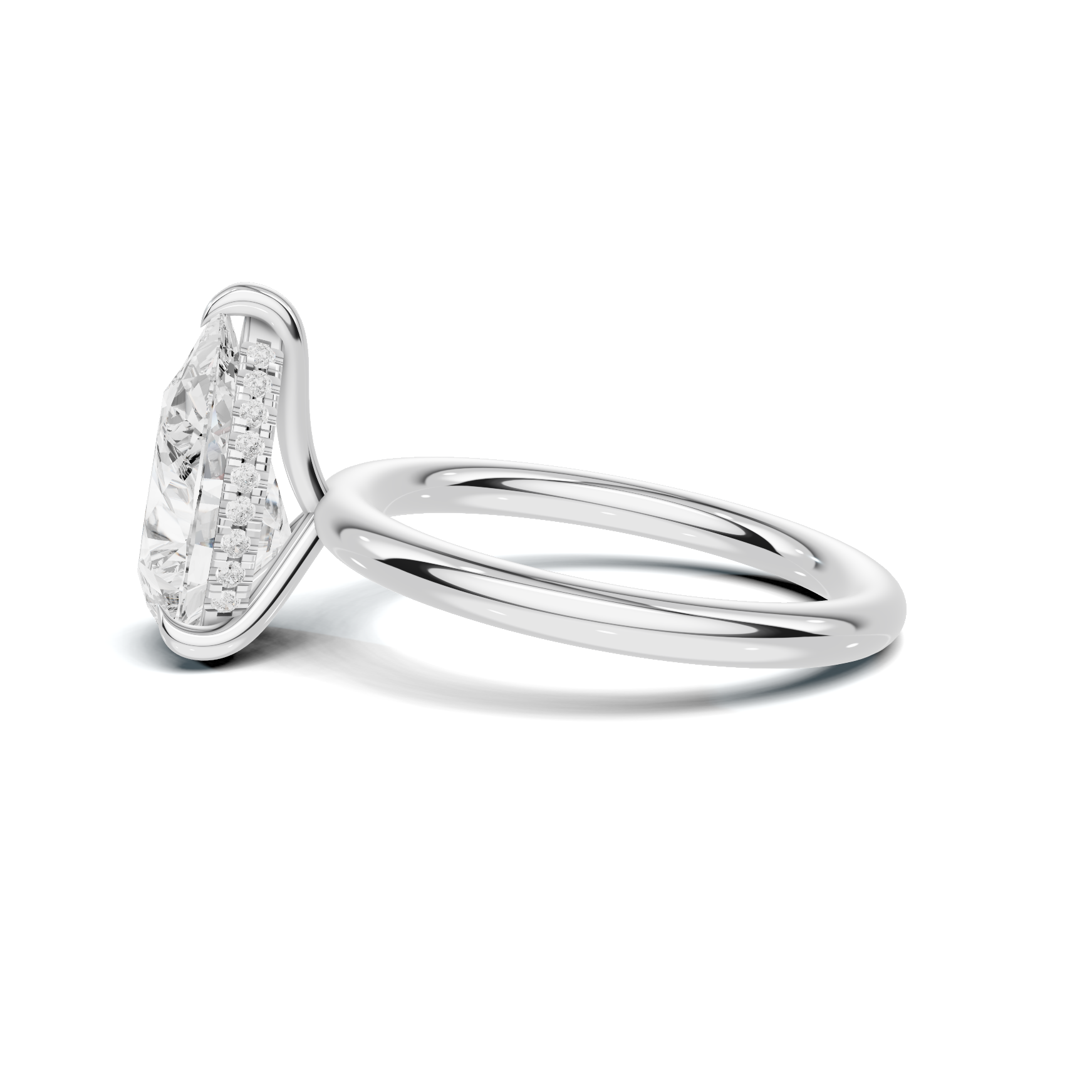 Teardrop Solitaire Halo Ring