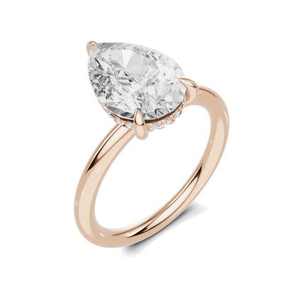 Teardrop Solitaire Halo Ring