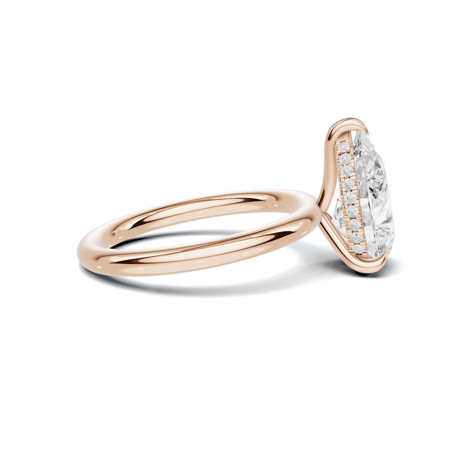 Teardrop Solitaire Halo Ring