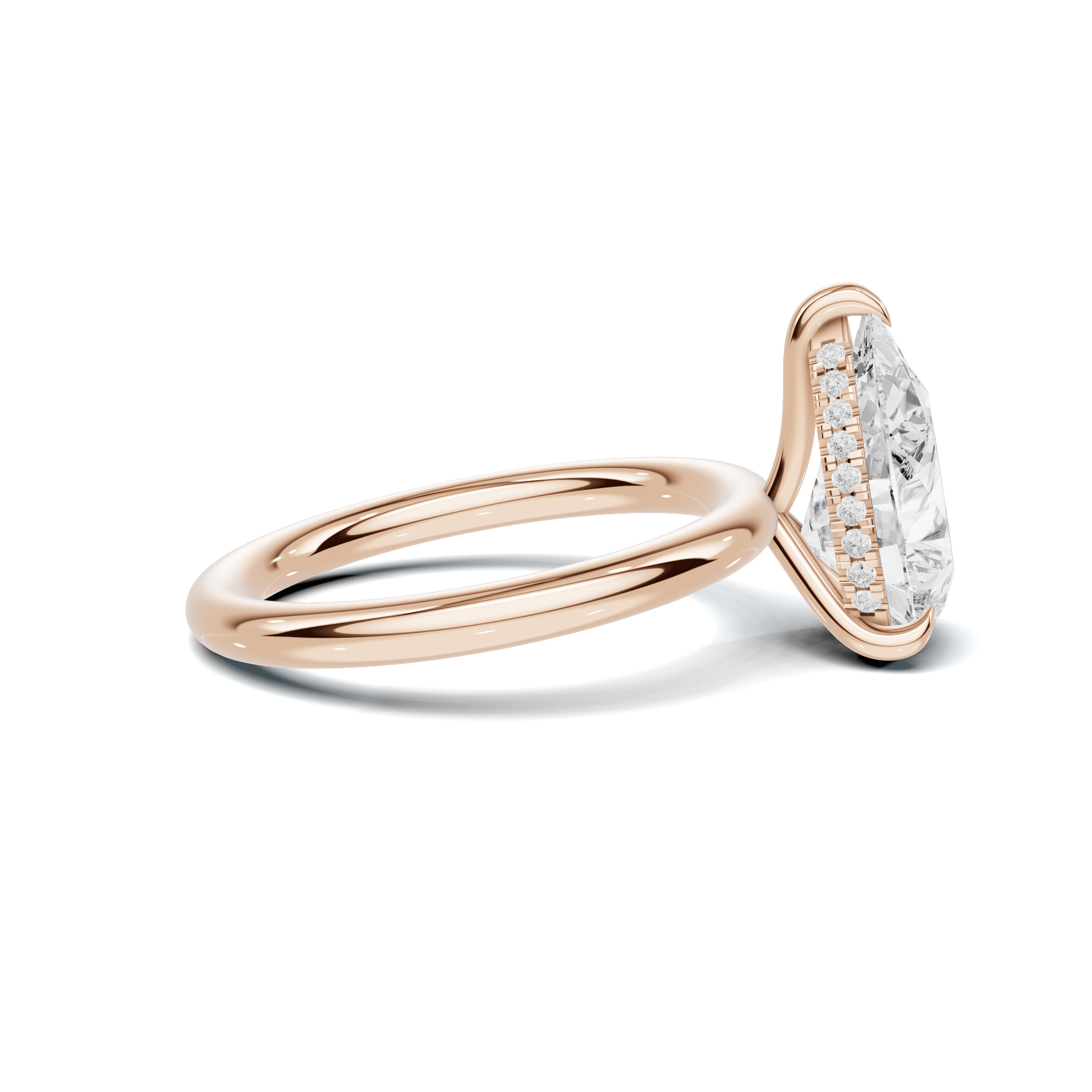 Teardrop Solitaire Halo Ring