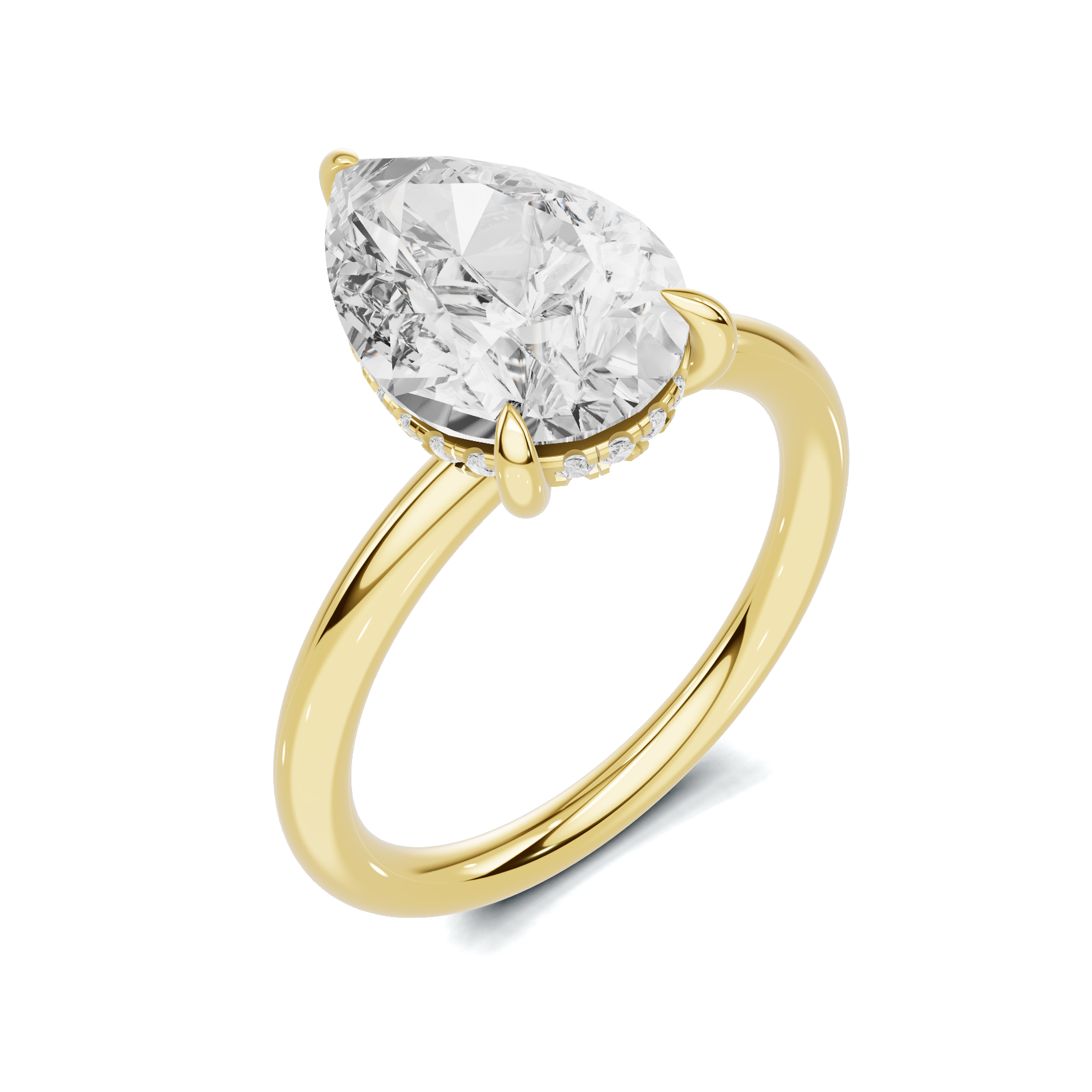 Teardrop Solitaire Halo Ring