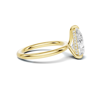 Teardrop Solitaire Halo Ring