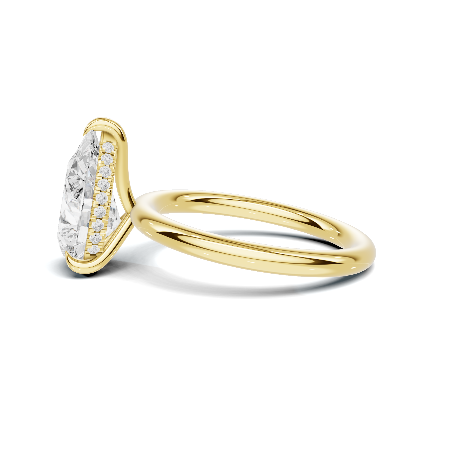 Teardrop Solitaire Halo Ring