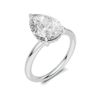 Teardrop Solitaire Halo Ring