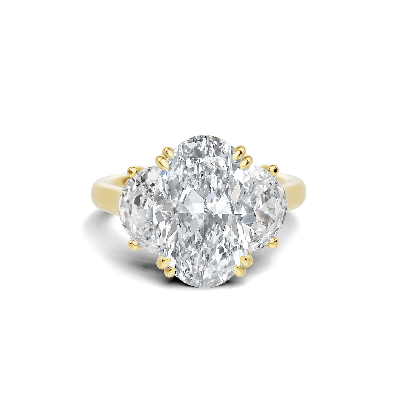Three Stone Half Moon Ring