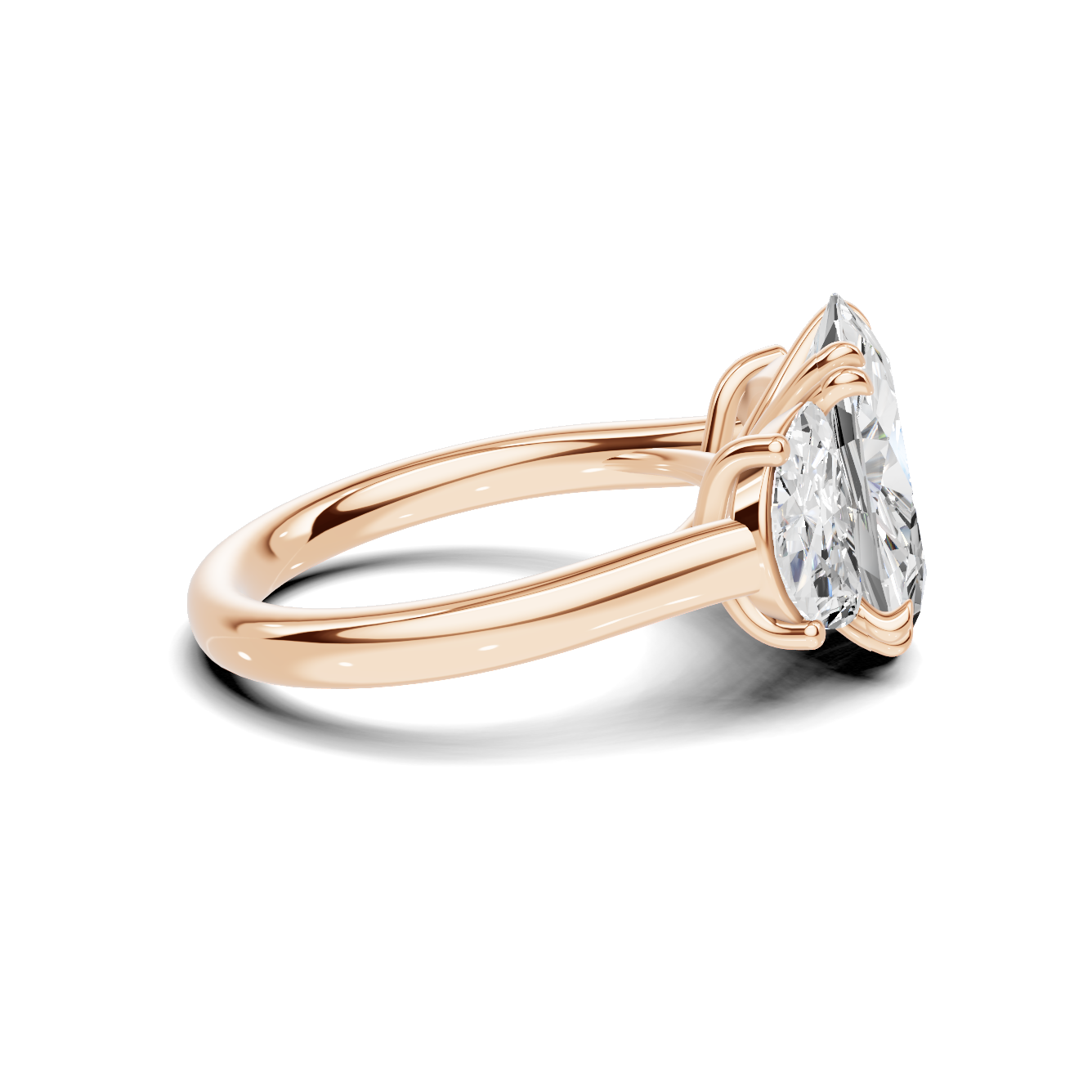 Three Stone Half Moon Ring
