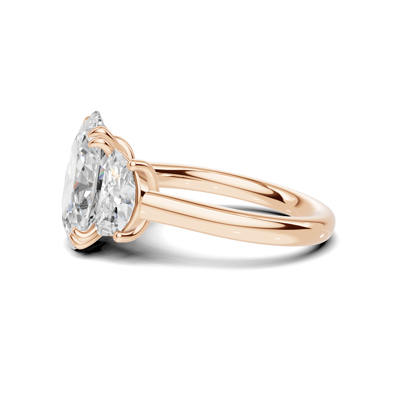 Three Stone Half Moon Ring