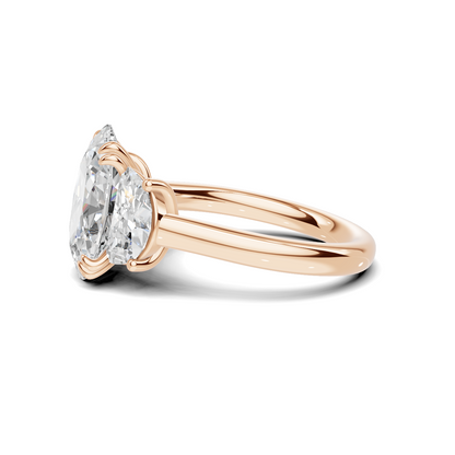 Three Stone Half Moon Ring