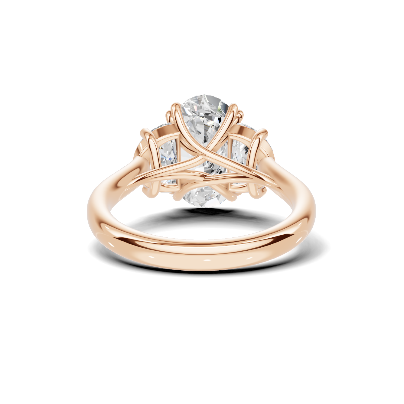 Three Stone Half Moon Ring