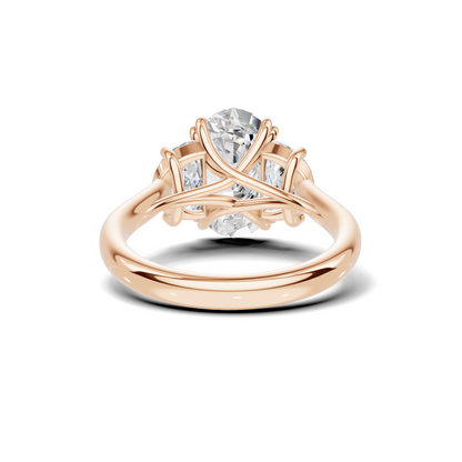 Three Stone Half Moon Ring