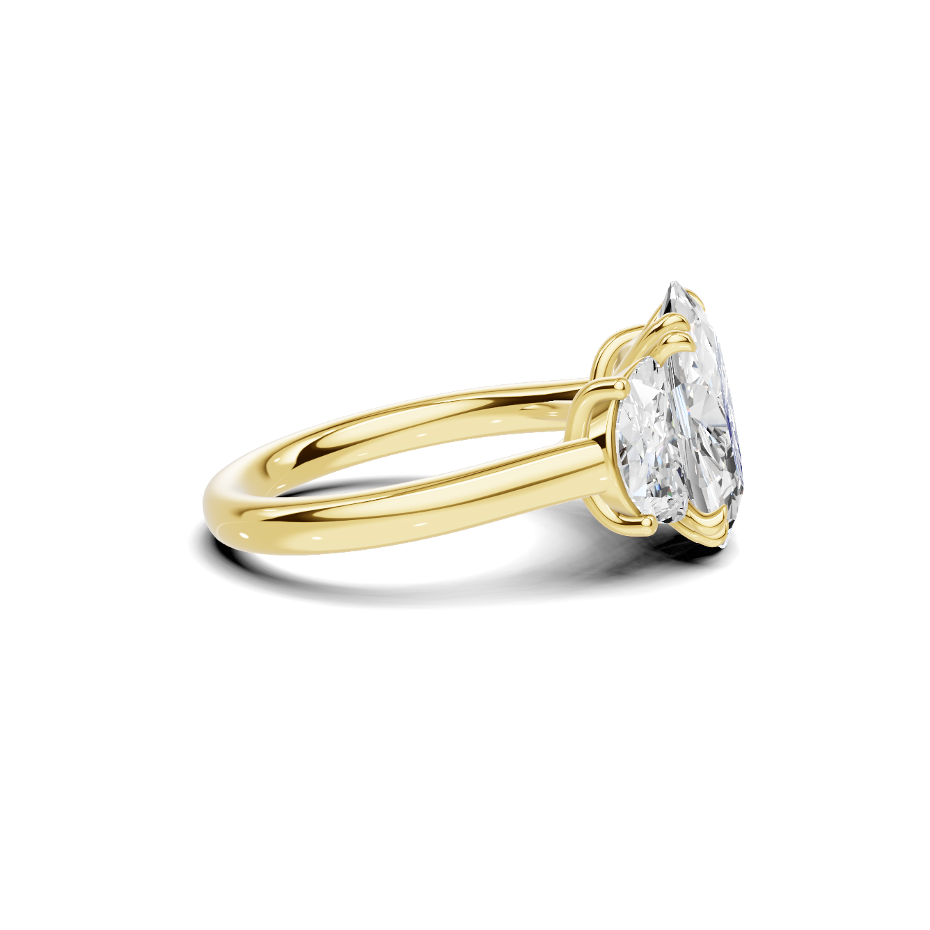 Three Stone Half Moon Ring