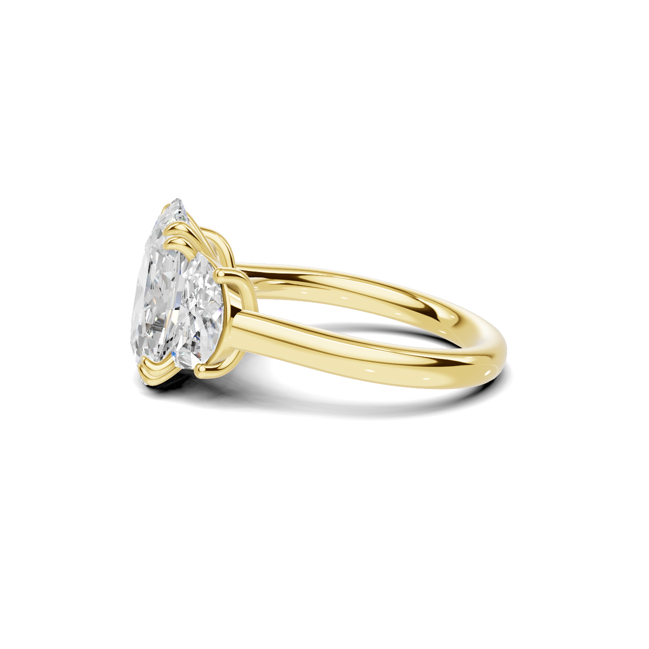 Three Stone Half Moon Ring