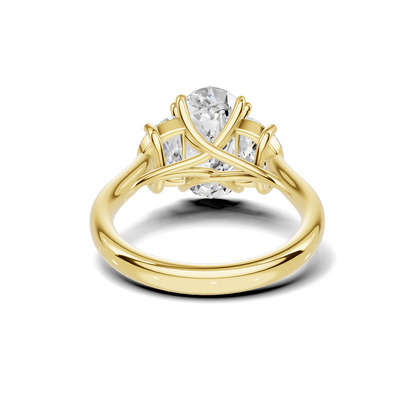 Three Stone Half Moon Ring