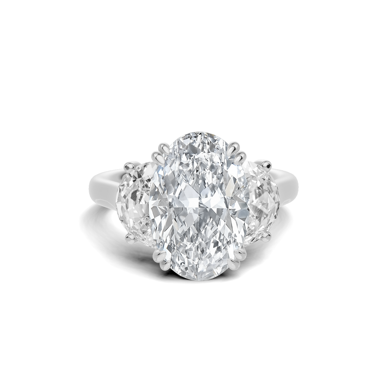 Three Stone Half Moon Ring