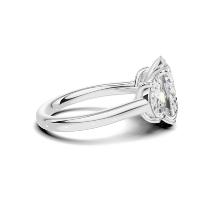 Three Stone Half Moon Ring
