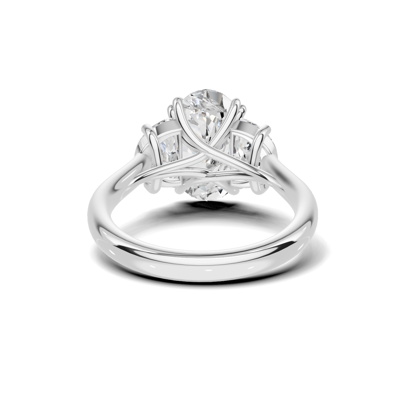 Three Stone Half Moon Ring