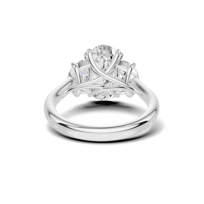 Three Stone Half Moon Ring
