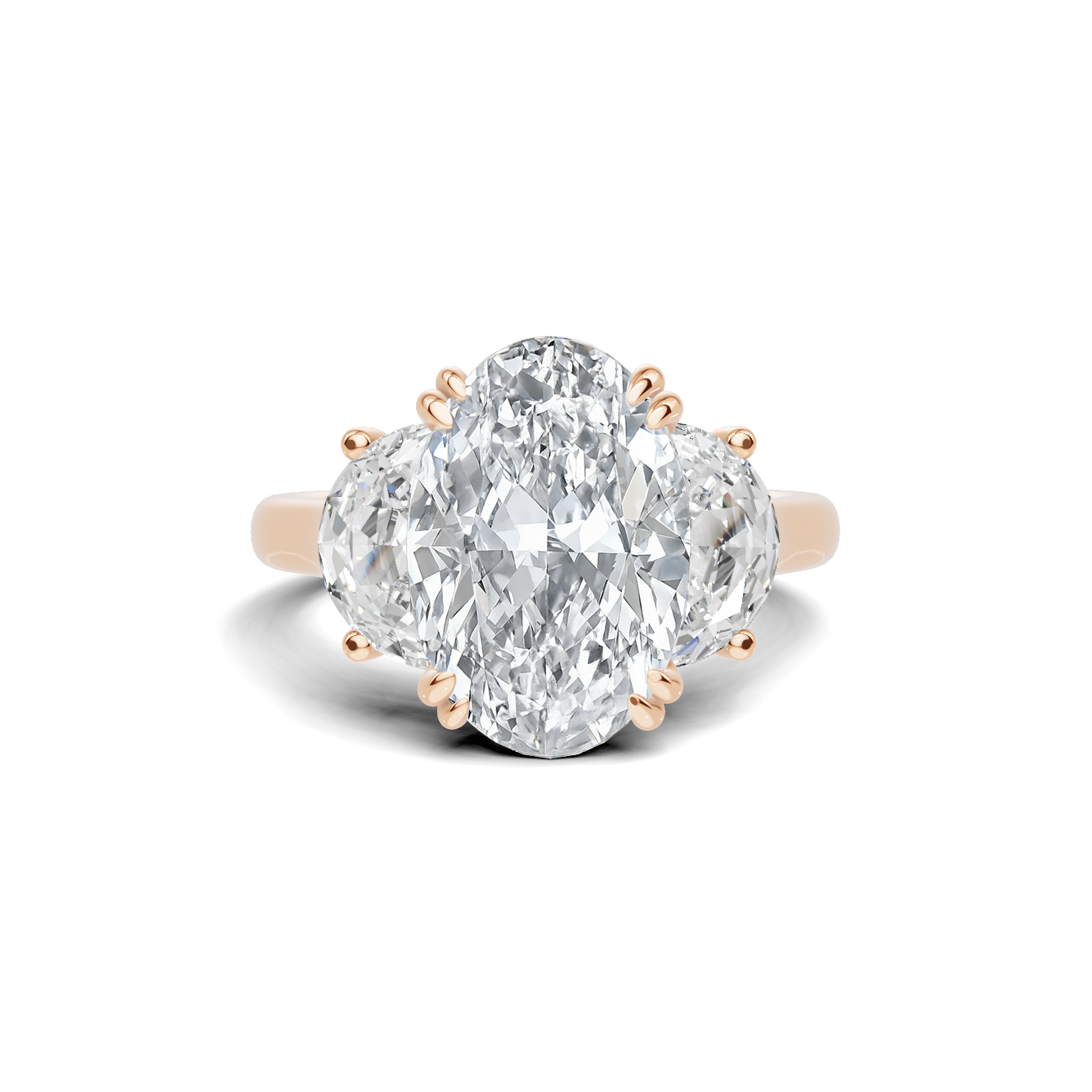 Three Stone Half Moon Ring