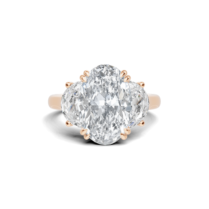 Three Stone Half Moon Ring