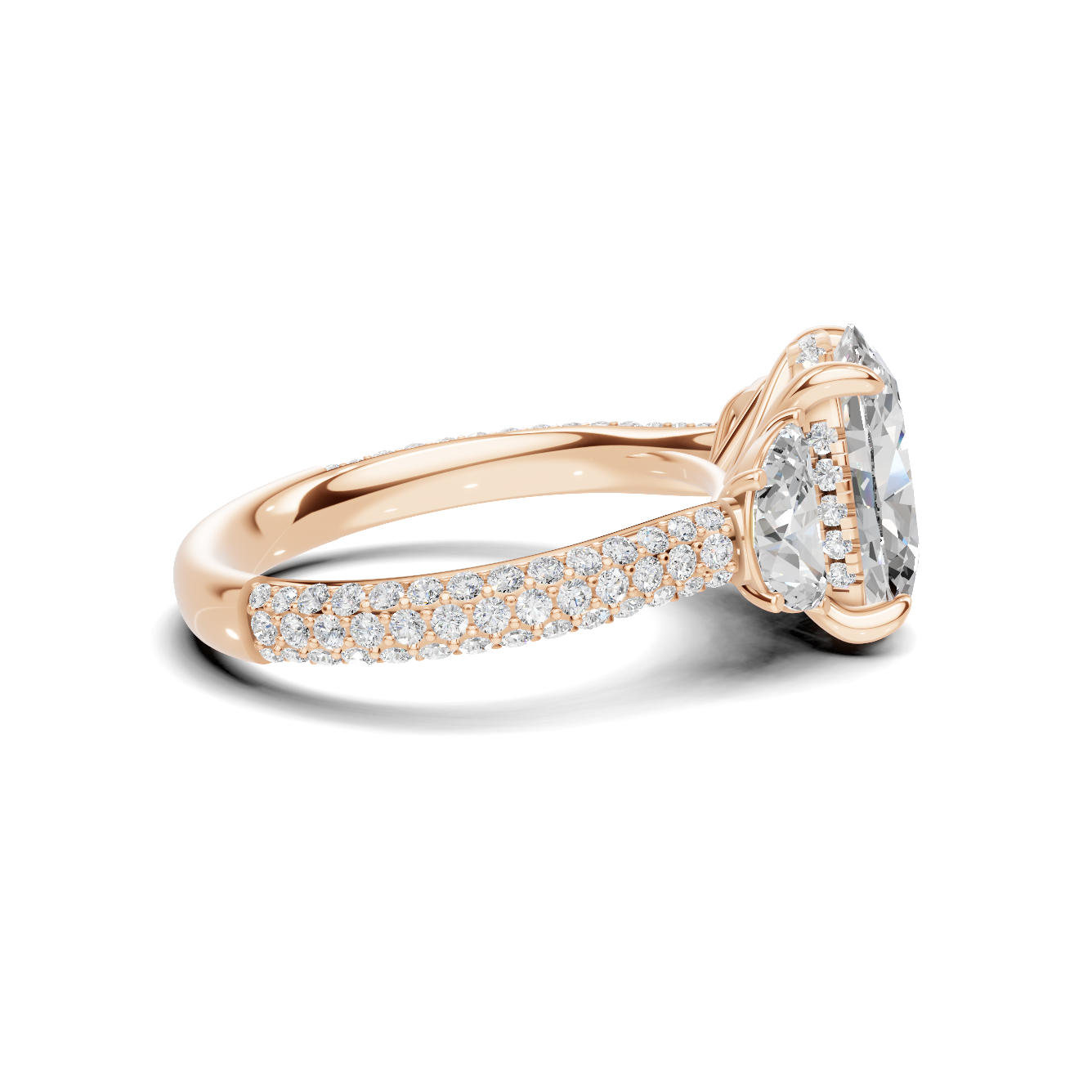 Three Stone Pave Ring