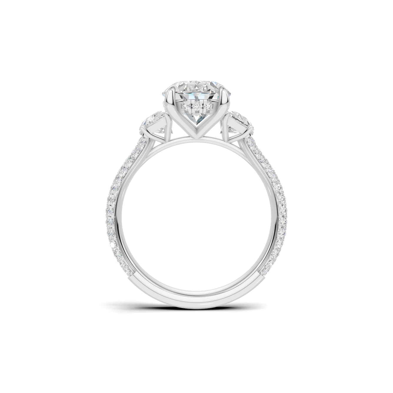 Three Stone Pave Ring