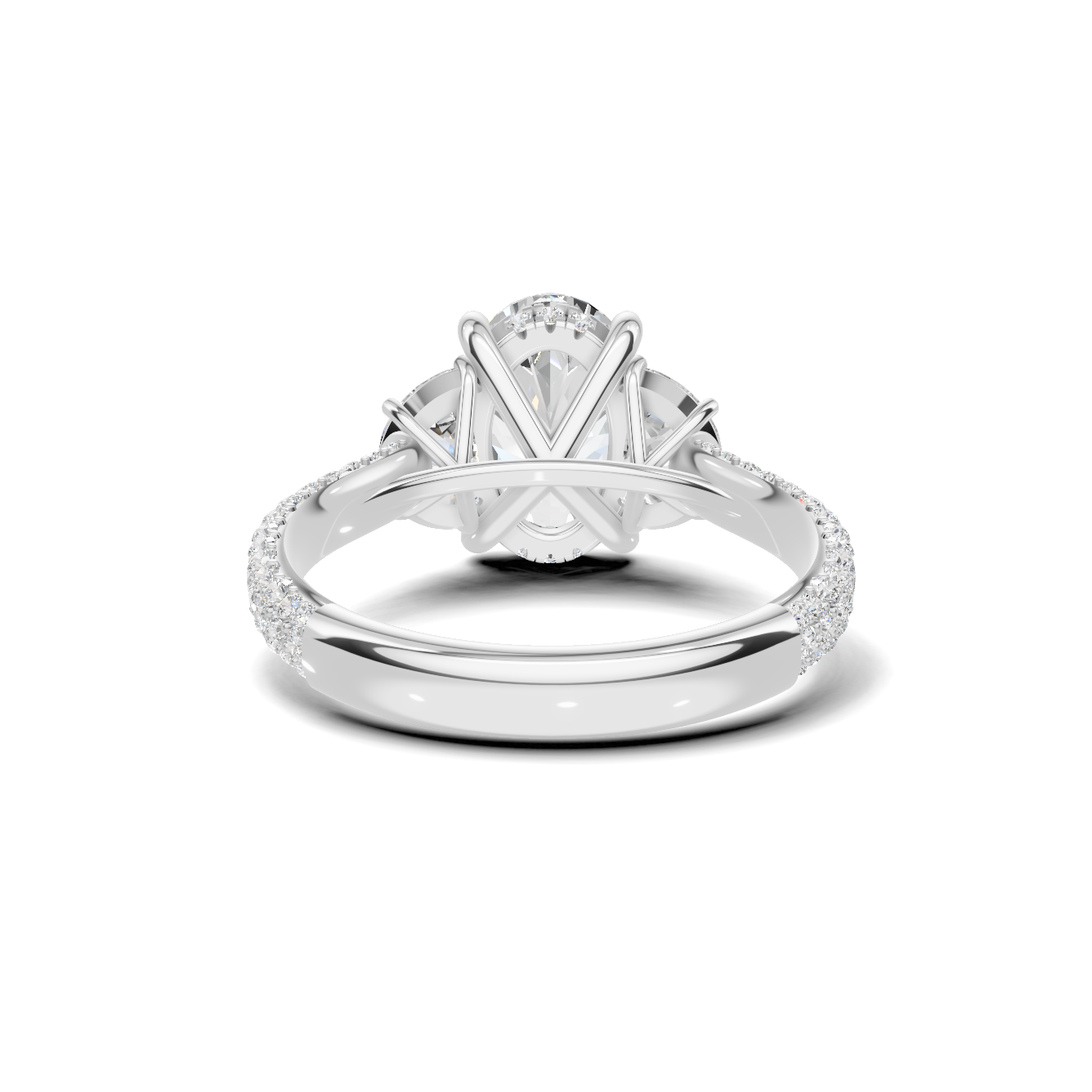 Three Stone Pave Ring