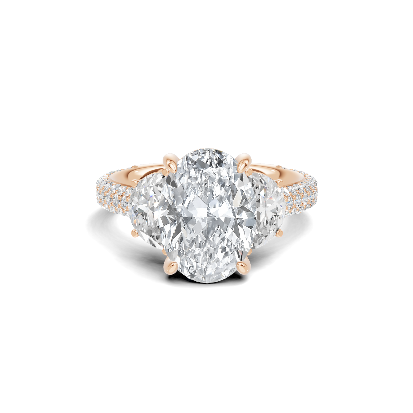Three Stone Pave Ring