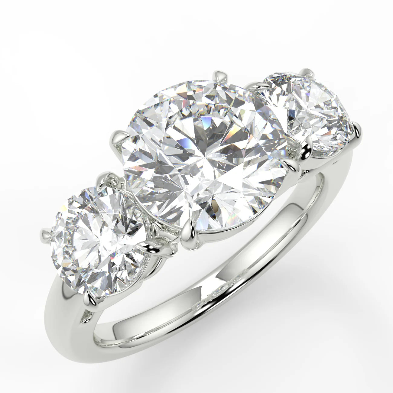 10k Gold Triple Round Cut Lab Diamond Ring