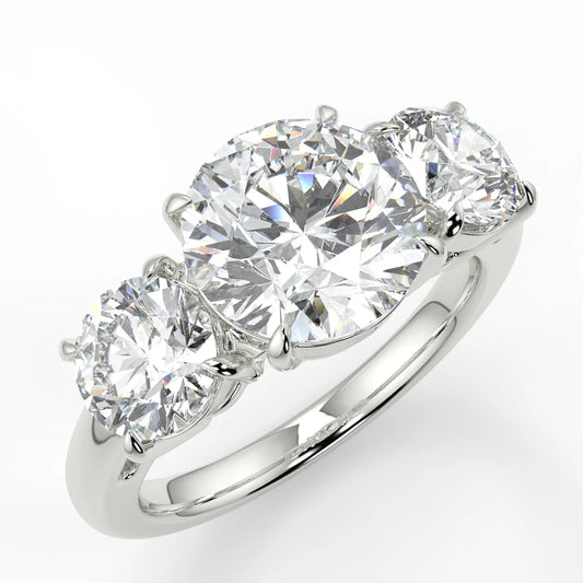 10k Gold Triple Round Cut Lab Diamond Ring