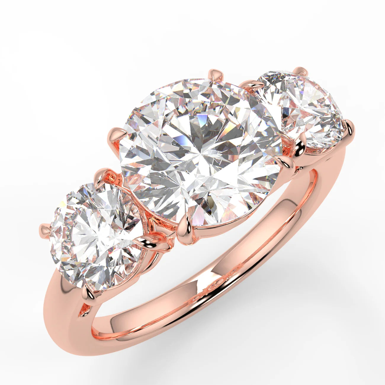 10k Gold Triple Round Cut Lab Diamond Ring