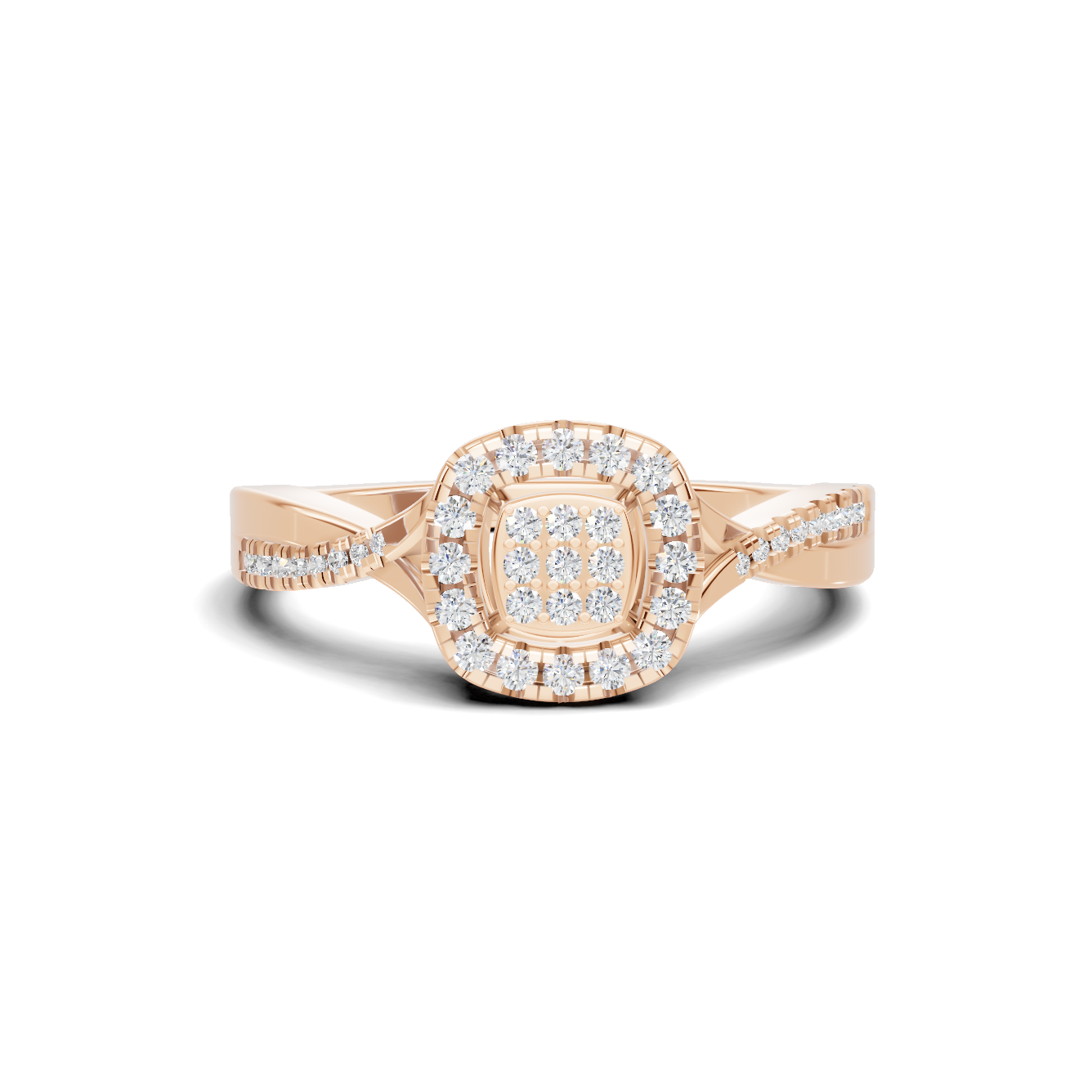 Twisted Pave Halo Ring
